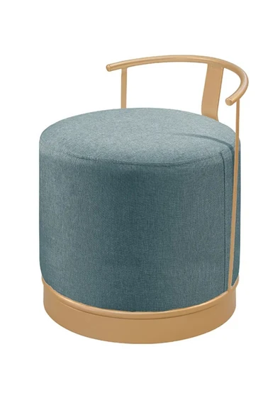 PUFİ PUF GOLD METAL ÇERÇEVELİ KETEN ÇOK AMAÇLI DEKORATİF OTURAK, MAKYAJ OTURAĞI,MONTAJSIZ PUF BENCH - 1