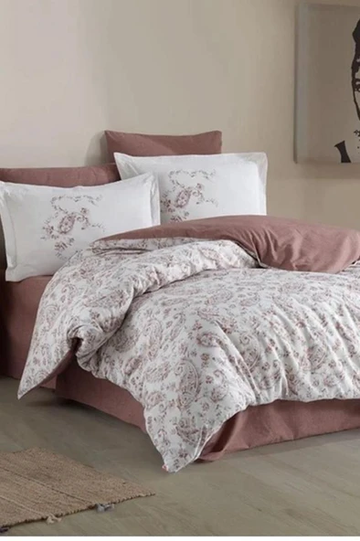 Calvina Çift Kişilik Ranforce Nevresim Takımı Kahve ürün görseli