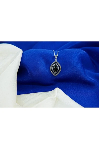 oltutaşı çerçeveli badem gümüş kolye sk00029 - 2