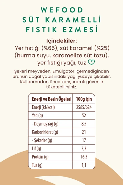 Wefood Süt Karamelli Fıstık Ezmesi 300 gr - 4