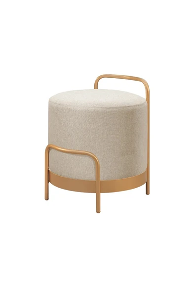 OLA PUF, METAL HALKALI PUF, MAKYAJ OTURAĞI ,PUF BENCH MONTAJSIZ OTURAK GOLD METAL AYAKLI - 2