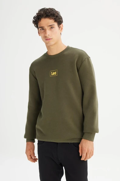 Bisiklet Yaka Sweatshirt Khaki Khaki M - Resim 4