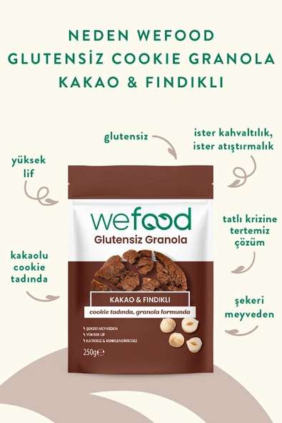 Wefood Glutensiz Granola Kakao & Fındıklı 250 gr - 4