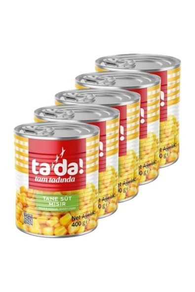 Tada Haşlanmış Tane Süt Mısır Konservesi 400 Gr (5 Adet)