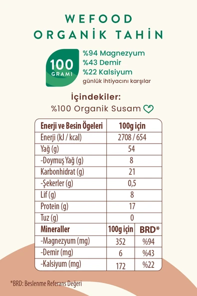 Wefood Organik Tahin 600 Gr - 6