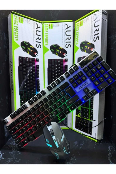 Auris Kablolu ışıklı oyun klavye mouse - Resim 2