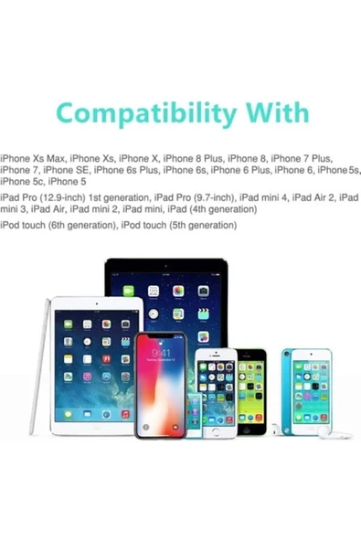 Telefon Aksesuarları Iphone Ipad Ipod Uyumlu 3,2 Amper Turbo Usb-lightning Şarj Kablosu 1mt - Resim 3