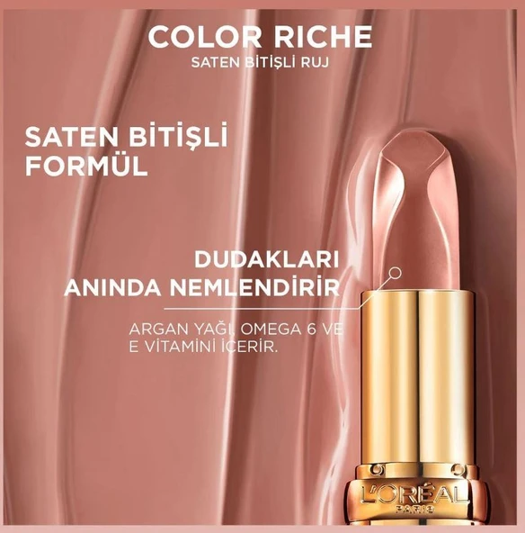 L'Oreal Paris Color Riche Saten Bitişli Ruj 107 Seine Sunset - Nude - 4