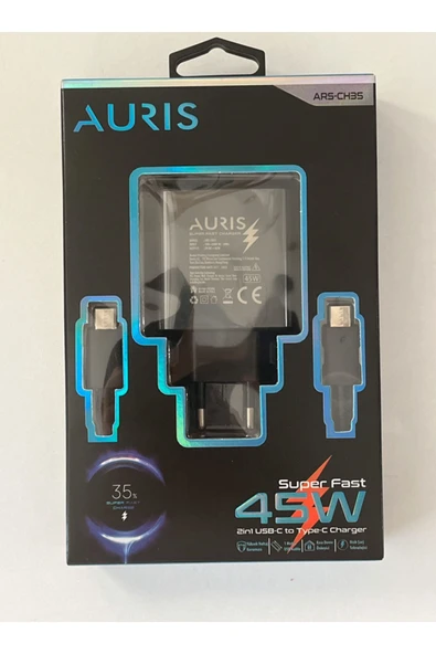 AURISS AURIS ARS-CH35 45W Süper Hızlı Şarj Cihazı - 2'li USB-C'den Type-C'ye Şarj ürün görseli