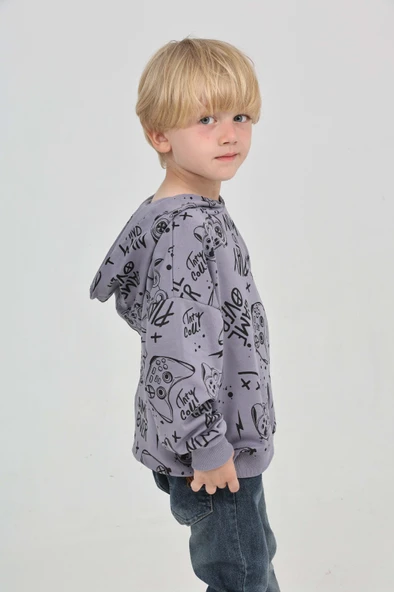 Toontoy Erkek Çocuk Oyun Baskılı Sweatshirt - Resim 6