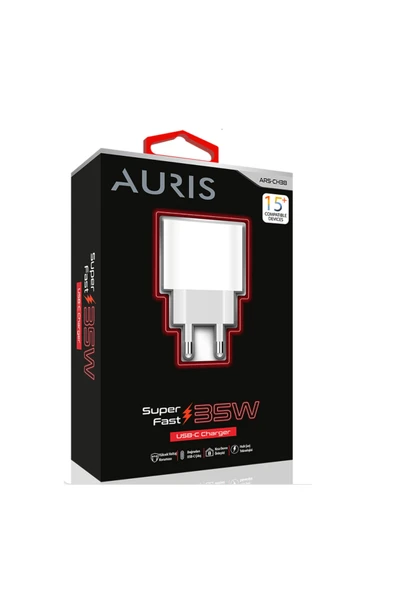 güvenlisepet Auris 35 Watt Yüksek Hızlı PD Şarj Adaptörü İphone USB C /Type C Şarj Başlığı Kafası Android +Apple ürün görseli