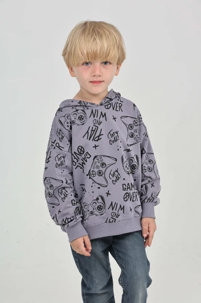 Toontoy Erkek Çocuk Oyun Baskılı Sweatshirt - Resim 7