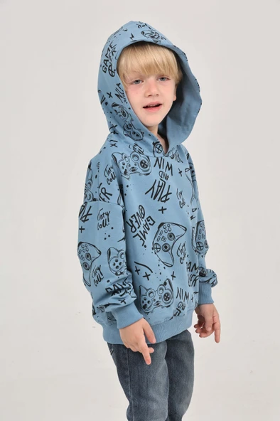 Toontoy Erkek Çocuk Oyun Baskılı Sweatshirt - Resim 10