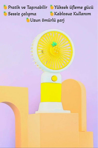 Dr Hana Mini Fan Masaüstü Taşınabilir Telefon Stantlı Vantilatör 2si 1 Arada Güçlü üfleme - Resim 2
