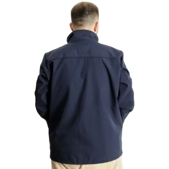 Büyük Beden Erkek Mont Basic Waterproof 21232 Lacivert - Resim 4