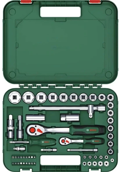 Bosch 1600A02Z9G 1/4'' Ve 1/2'' Cırcırlı Somun Sıkma Seti 56 Parça - Resim 4