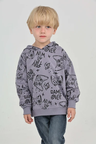 Toontoy Erkek Çocuk Oyun Baskılı Sweatshirt - Resim 8