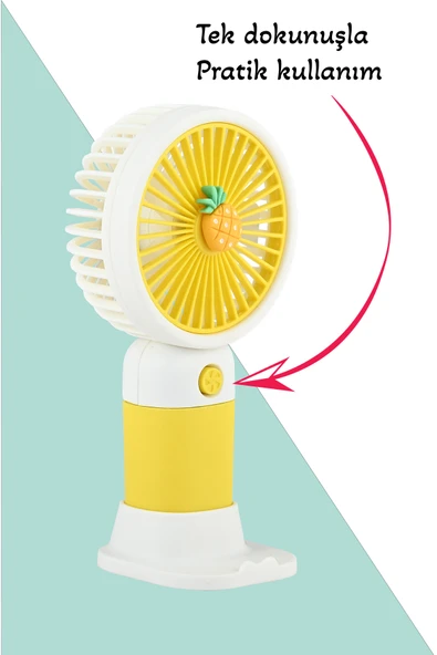 Dr Hana Mini Fan Masaüstü Taşınabilir Telefon Stantlı Vantilatör 2si 1 Arada Güçlü üfleme - Resim 6