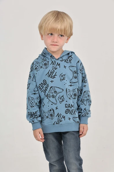 Toontoy Erkek Çocuk Oyun Baskılı Sweatshirt - Resim 12