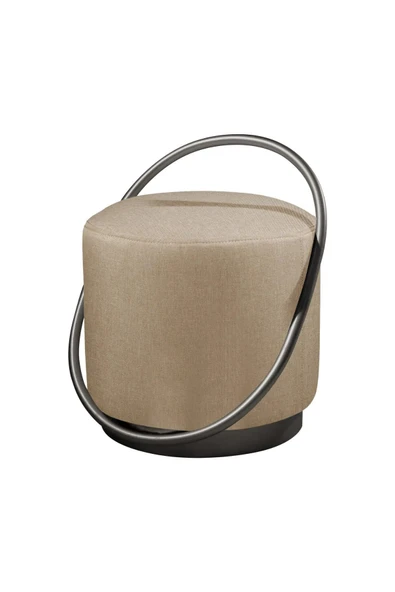 LOOP SERİSİ PUF, METAL HALKALI PUF, MAKYAJ OTURAĞI ,PUF BENCH MONTAJSIZ OTURAK SİYAH METAL AYAKLI - 2