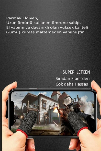 Altitan Parmak Eldiveni Yeni Nesil Mobile Oyun Terlemeyi Kaymayı Önleyen Yapı 1 Çift A+ Quality - Resim 8