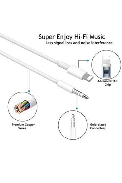 DORUK HOME İphone Aux Kablosu 7 8 X Xr 11 12 Uyumlu - Resim 3
