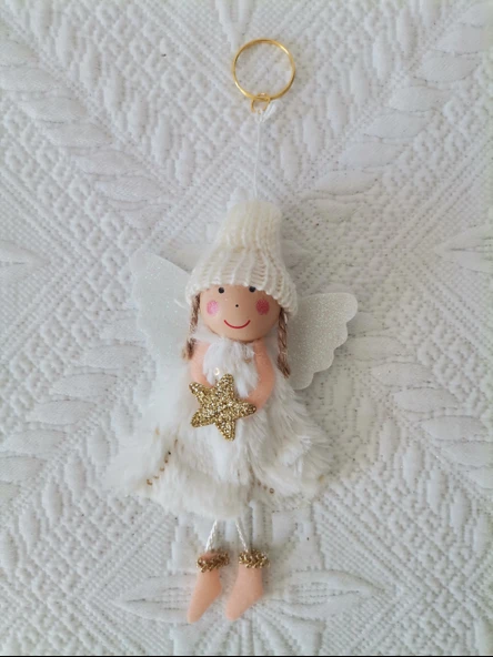 Yılbaşı Ağaç Süsü Beyaz kanatlı 14 cm Melek - Resim 2