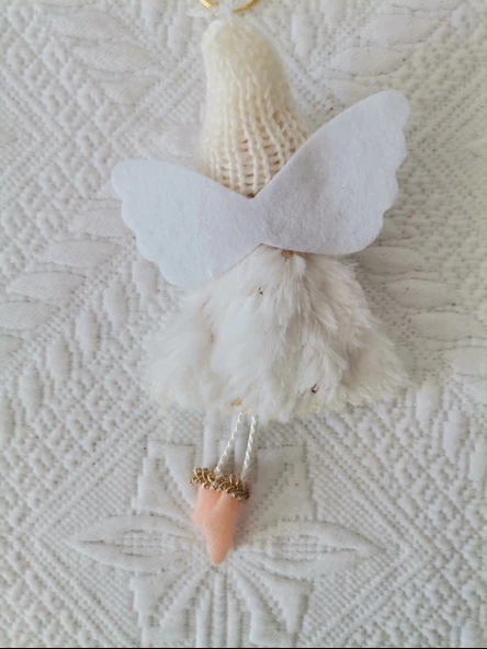 Yılbaşı Ağaç Süsü Beyaz kanatlı 14 cm Melek - Resim 4