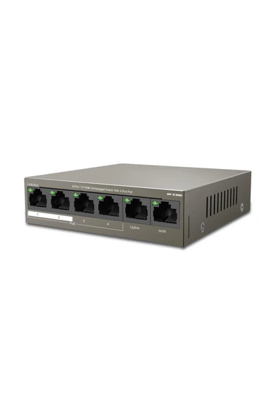 IP-COM F1106P-4-63W Unmanaged,5* 10/100Mbps Desktop Poe+ Switch,58W,4Fe Rj45 Ports Poe,2Fe Rj45 Port None Poe,Metal Case - 2