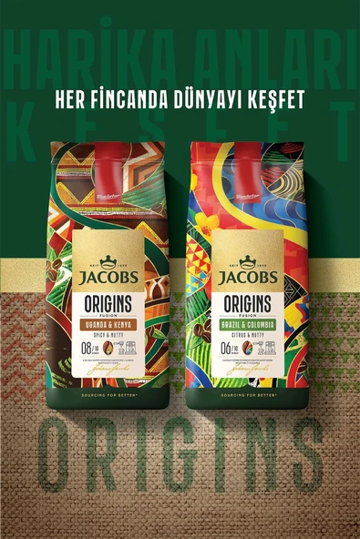 Jacobs Origins Brazil & Colombia + Uganda & Kenya Çekirdek Kahve 1 Kg 2'li Paket - 5