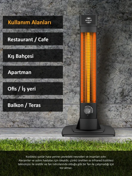MirKraft 3452 - 2500 Watt Karbon İnfrared Dikey Elektrikli Isıtıcı Soba- 4 Isı Ayarı - Resim 8