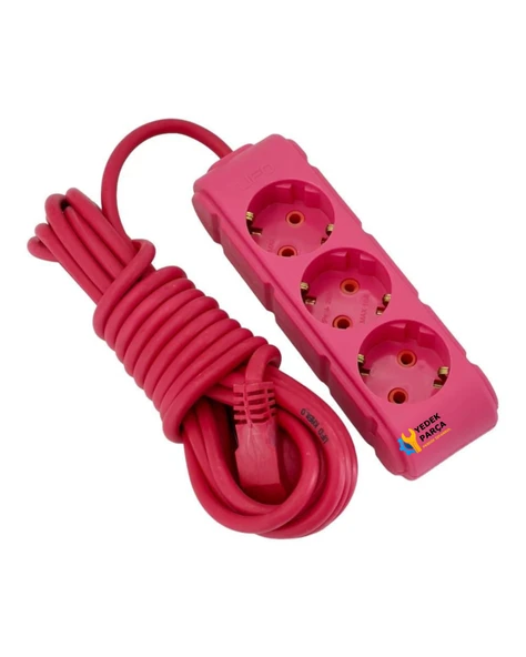 Ufo 5m Fuşya Üçlü Priz Uzatma Kablosu ürün görseli