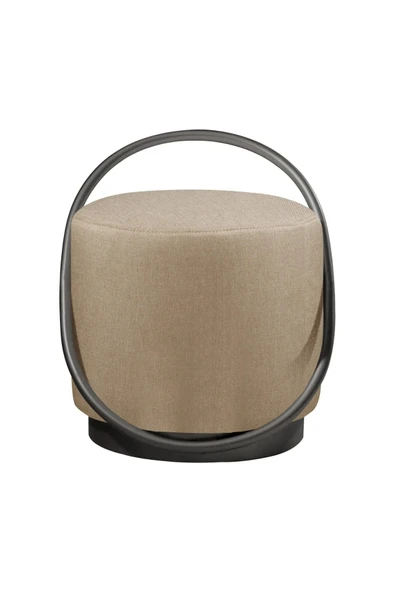 LOOP SERİSİ PUF, METAL HALKALI PUF, MAKYAJ OTURAĞI ,PUF BENCH MONTAJSIZ OTURAK SİYAH METAL AYAKLI - 1