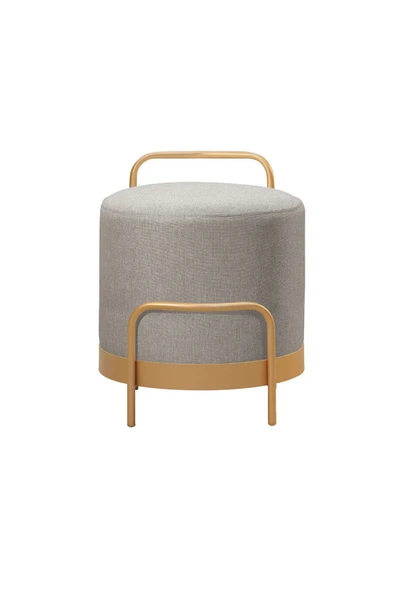 OLA PUF, METAL HALKALI PUF, MAKYAJ OTURAĞI ,PUF BENCH MONTAJSIZ OTURAK GOLD METAL AYAKLI - 1
