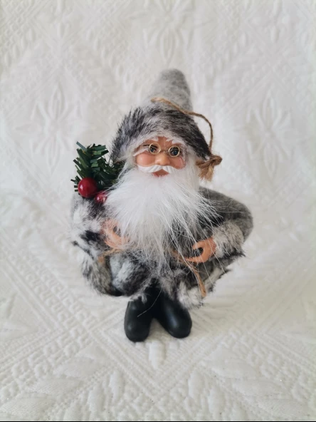 Yılbaşının semboli Asılabilir Gri Noel Baba Figürü 12 CM - Resim 2