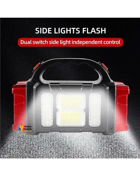 Güneş Enerjili Usb Girişli Powerbank Özellikli 3 Taraflı El Feneri Acil Durum RC-1678 - Resim 3