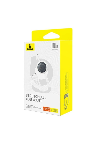 Baseus Free2Draw Makaralı Type-C To Type-C/Micro USB/Lighting 100W Kablo 1.1 mt Beyaz - Resim 5