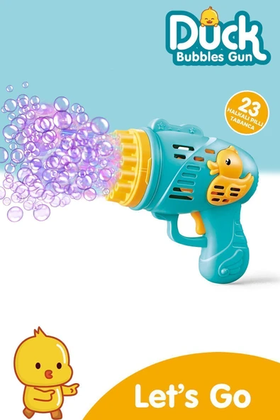 Duck Çok Delikli Pilli Köpük Atan Tabanca Oyuncağı 23 Delikli Bubble Gun