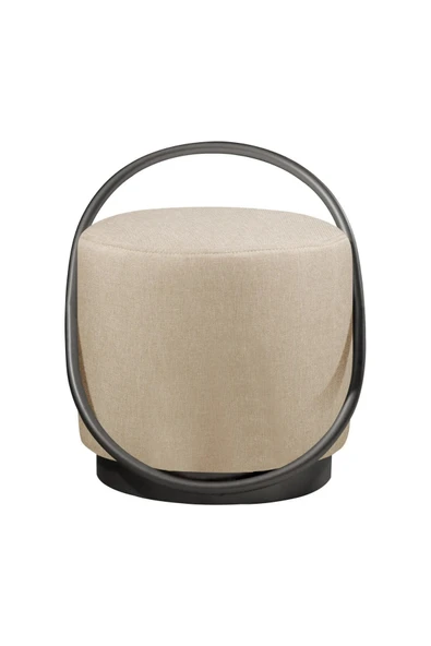 LOOP SERİSİ PUF, METAL HALKALI PUF, MAKYAJ OTURAĞI ,PUF BENCH MONTAJSIZ OTURAK SİYAH METAL AYAKLI - 1