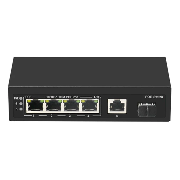 4 Port 10/100/1000 +1 Gigabit +1 Sfp Poe Switch - 1