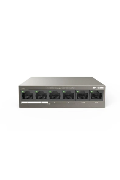 IP-COM F1106P-4-63W Unmanaged,5* 10/100Mbps Desktop Poe+ Switch,58W,4Fe Rj45 Ports Poe,2Fe Rj45 Port None Poe,Metal Case - 1