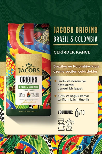 Jacobs Origins Brazil & Colombia Çekirdek Kahve 1 Kg x 2 Adet - Resim 2
