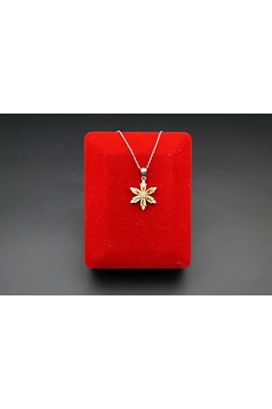 925 ayar gümüş sarı lotus kadın kolye sk00045 ürün görseli 1