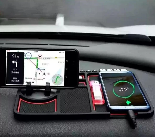 Zhltools Pratik Torpido Üstü Numaratörlü Telefon Tutucu Kaydırmaz Mat - Resim 2