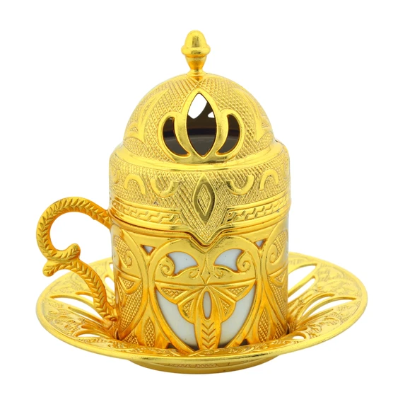 Defne 6 Kişilik 24 Parça Metal Porselenli Altın Renk Kahve Fincan Seti - 4