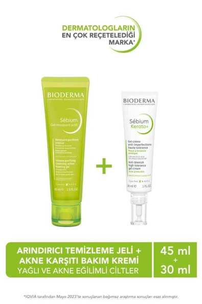 Bioderma Sebium Kerato+ 30 ml + Sebium Gel Moussant Actif 45 ml ürün görseli