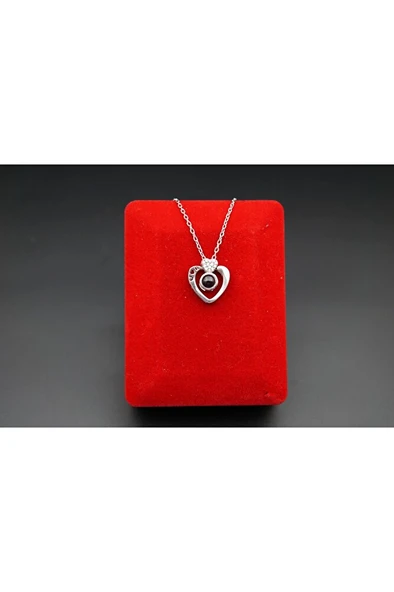 925 ayar gümüş 100 dilde love kalpli kadın kolye sk00046 ürün görseli 1