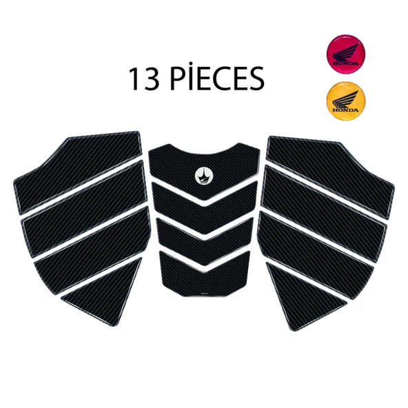 HONDA CB-125-F İLE UYUMLU KAYDIRMAZ 6D KARBON 13 PARÇA TANK PAD SETİ ürün görseli