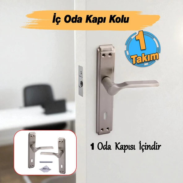 İç Oda Kapı Kolu Aynalı Sağa Sola Uygun Saten Renk Dış Ahşap Pvc Metal Çelik Kapısı Tutamağı 1 Takım - Resim 2