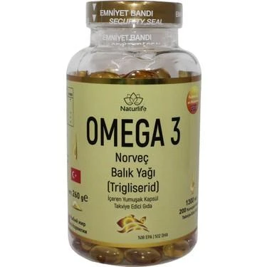Naturlife Omega-3 Norveç Balık Yağı 1300 mg 200 Softjel ürün görseli